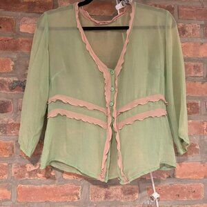 VINTAGE SHEER RUFFLE BLOUSE